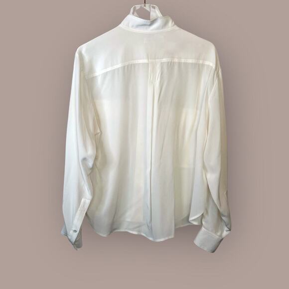 FRAME 100% Silk Clean Safari Shirt in Off White Women's Size Small - Picture 9 of 13